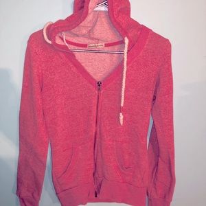 Heathered pink hoodie zip up jacket